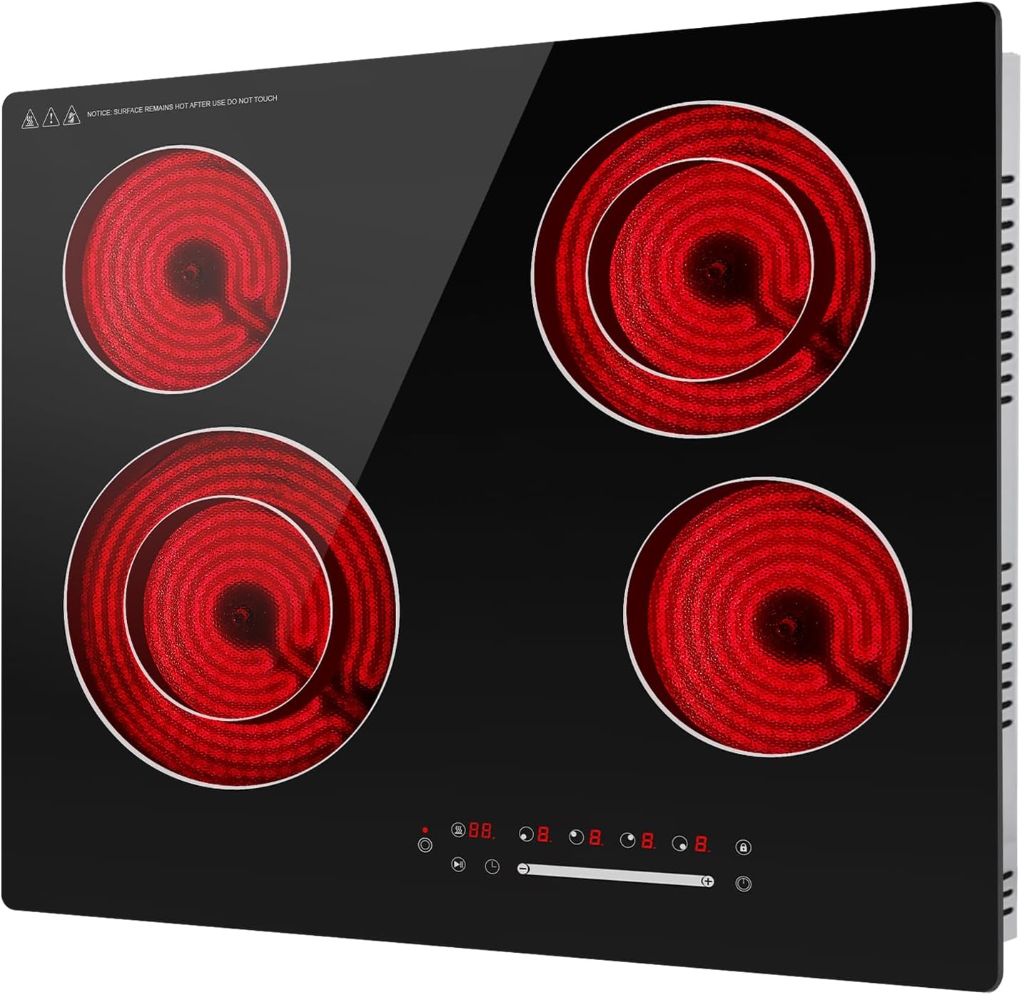 Tables de cuisson – Alemania, Plaque Vitrocéramique 60 cm 4 Foyers avec Double Zone, Table de Cuisson Infrarouge Encastrable 6700W 230V