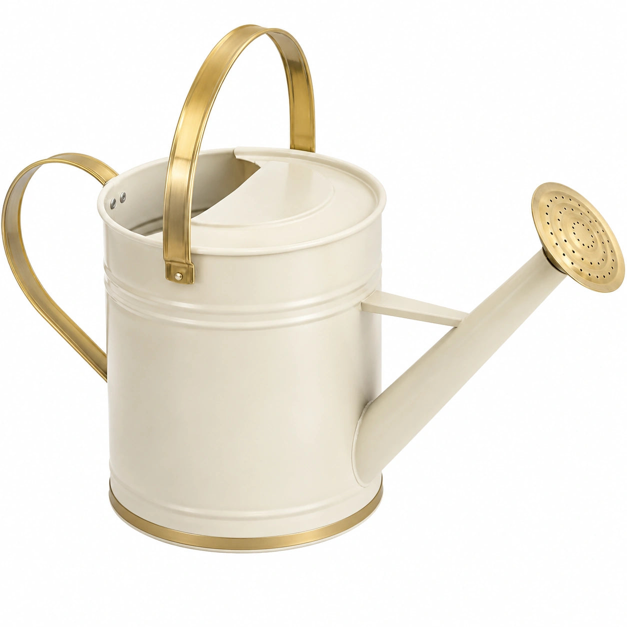 Arrosoir en métal blanc avec anse dorée 6l