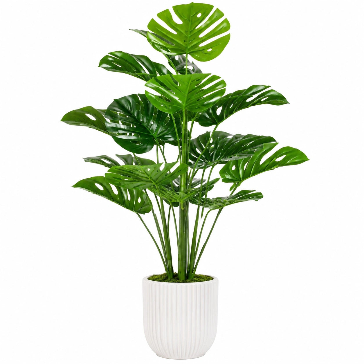 Plante artificielle monstera avec pot blanc - 120 cm