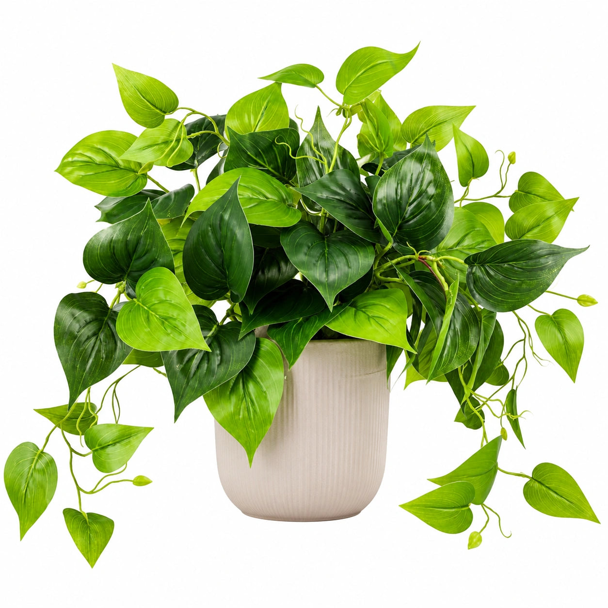 Plante verte artificielle avec pot en céramique - feuillage retombant 50 cm