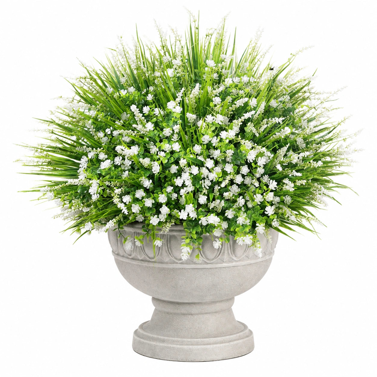 Plante artificielle avec fleurs blanches en vase 50cm