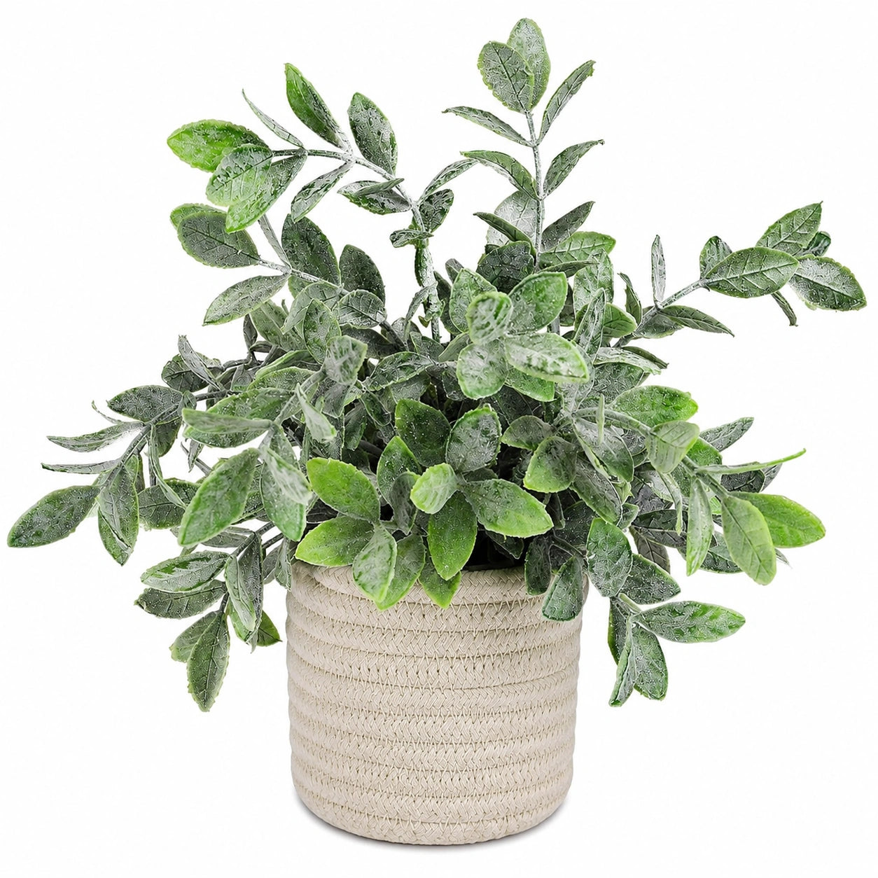 Plante verte artificielle avec pot tressé