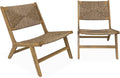 Alice's Garden sweeek - Lot de 2 fauteuils Relax de Jardin en Bois et résine Effet Paille. intérieur/extérieur – Marron/Beige