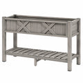Jardinière surélevée gris avec étagère en bois
