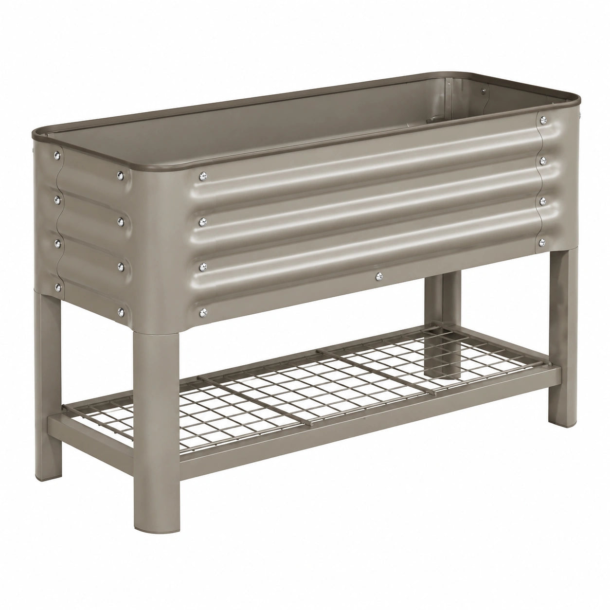 Jardinière surélevée en métal gris pour extérieur