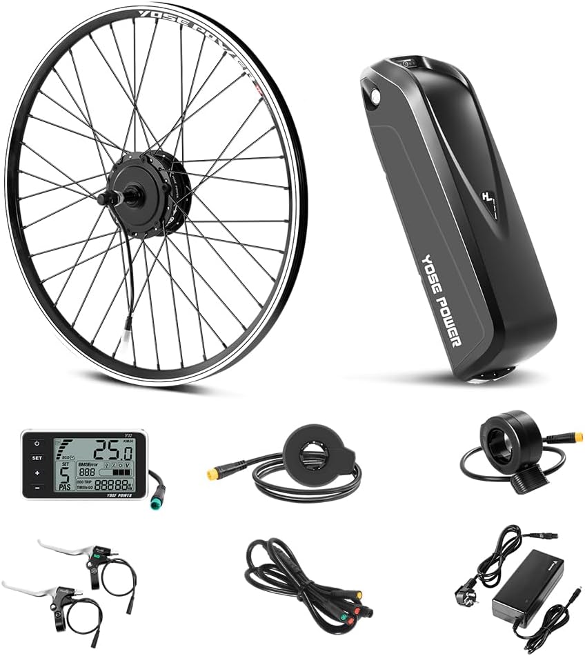 Moteur arrière de vélo électrique 36V250W pour Roue Libre avec contrôleur intégré 36V 18Ah – YOSE POWER, 700C, Noir/Argent