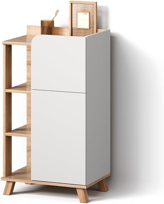 Livinity Meuble Salle de Bain Marano – 50x90cm avec Porte et tiroir, Sonoma/Blanc