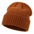 Bonnet en tricot côtelé à revers marron