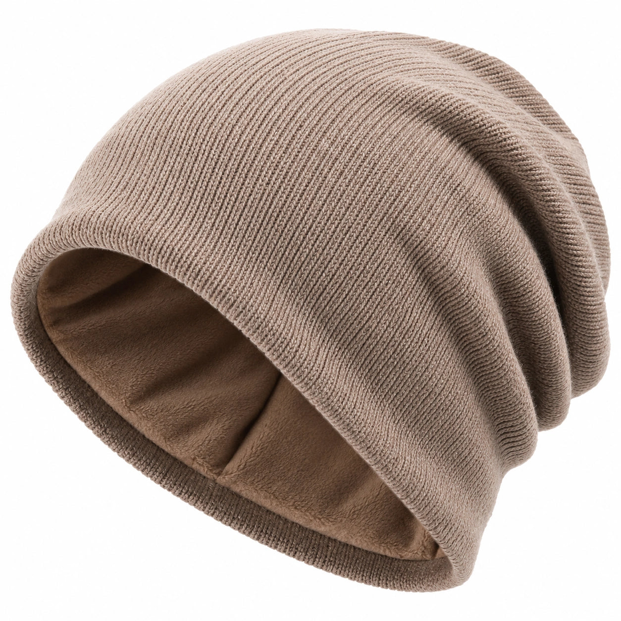 Bonnet d'hiver chaud doublure polaire beige
