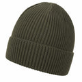 Bonnet en tricot côtelé vert olive pour adultes