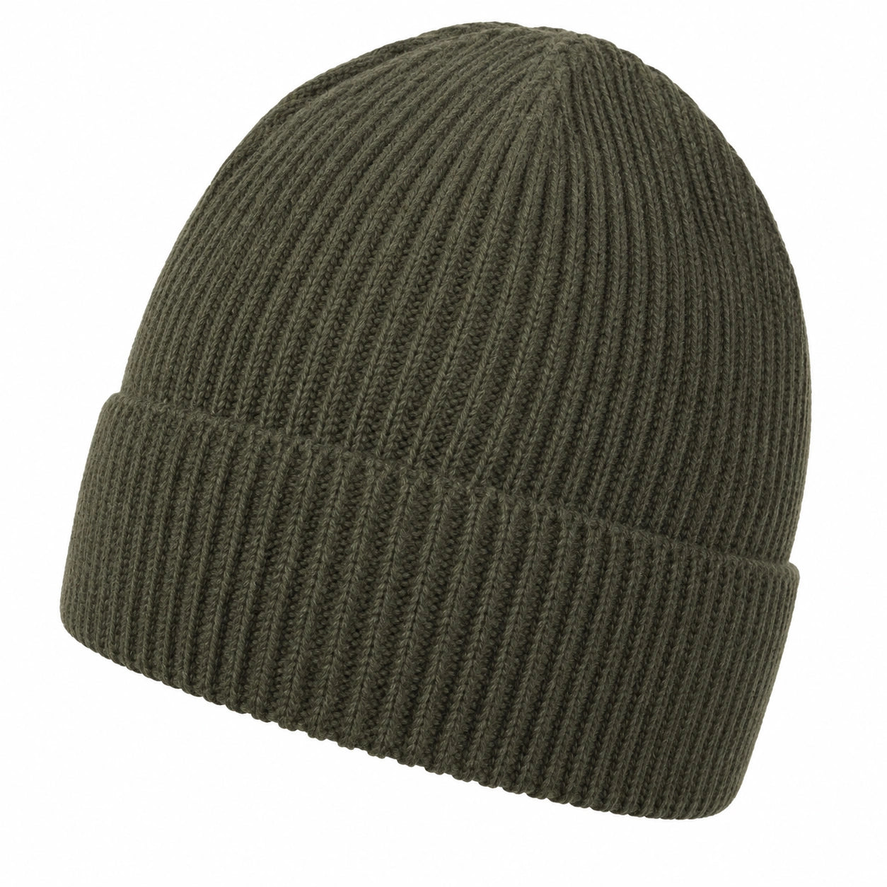 Bonnet en tricot côtelé vert olive pour adultes
