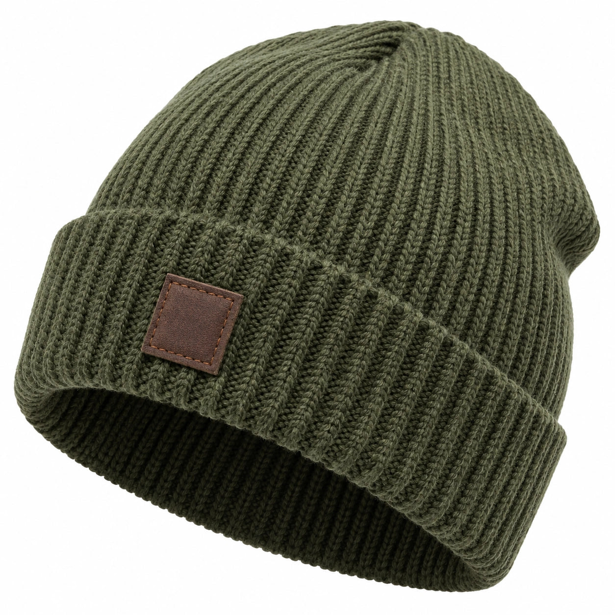 Bonnet tricoté hiver vert olive