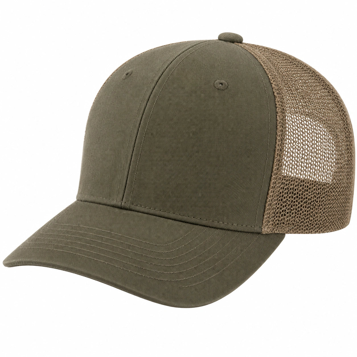 Casquette trucker olive avec maille beige