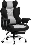 GTPLAYER Chaise Gaming – Supporte 180 kg, Hauteur réglable, Noir-Gris, Bureau Soutien Lombaire Ressorts, Repose-Pieds