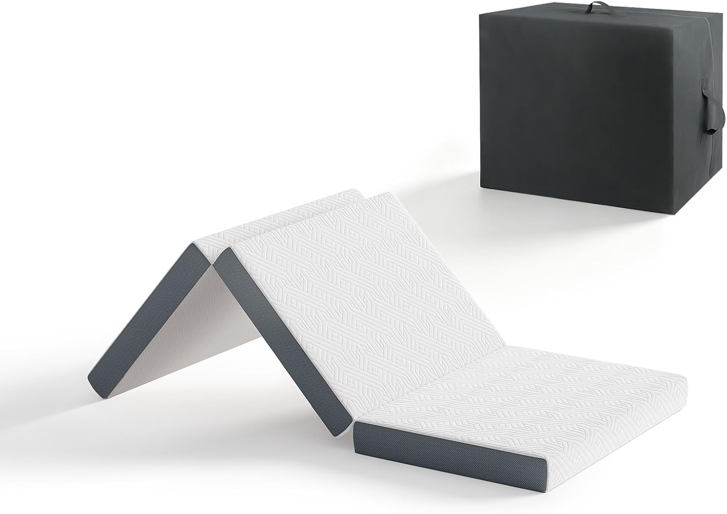 Vesgantti Matelas Pliable 90x190x10cm – Amovible et Lavable avec Sac de Transport, Oeko Tex - Blanc, Camping