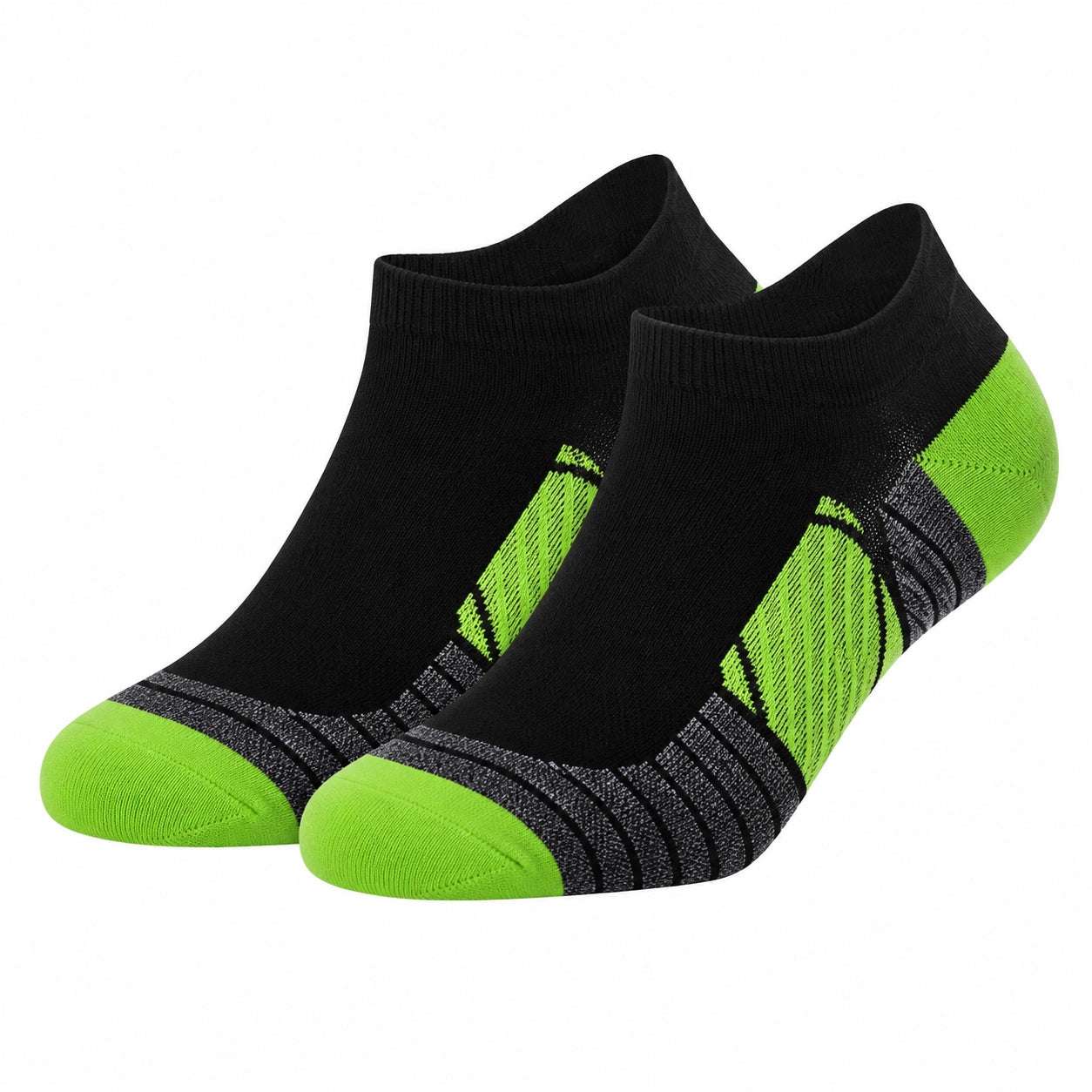 Chaussettes de sport courtes antidérapantes noir et vert