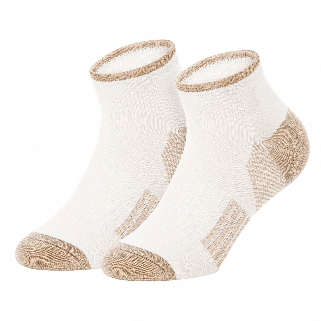 Chaussettes courtes respirantes beige et blanc