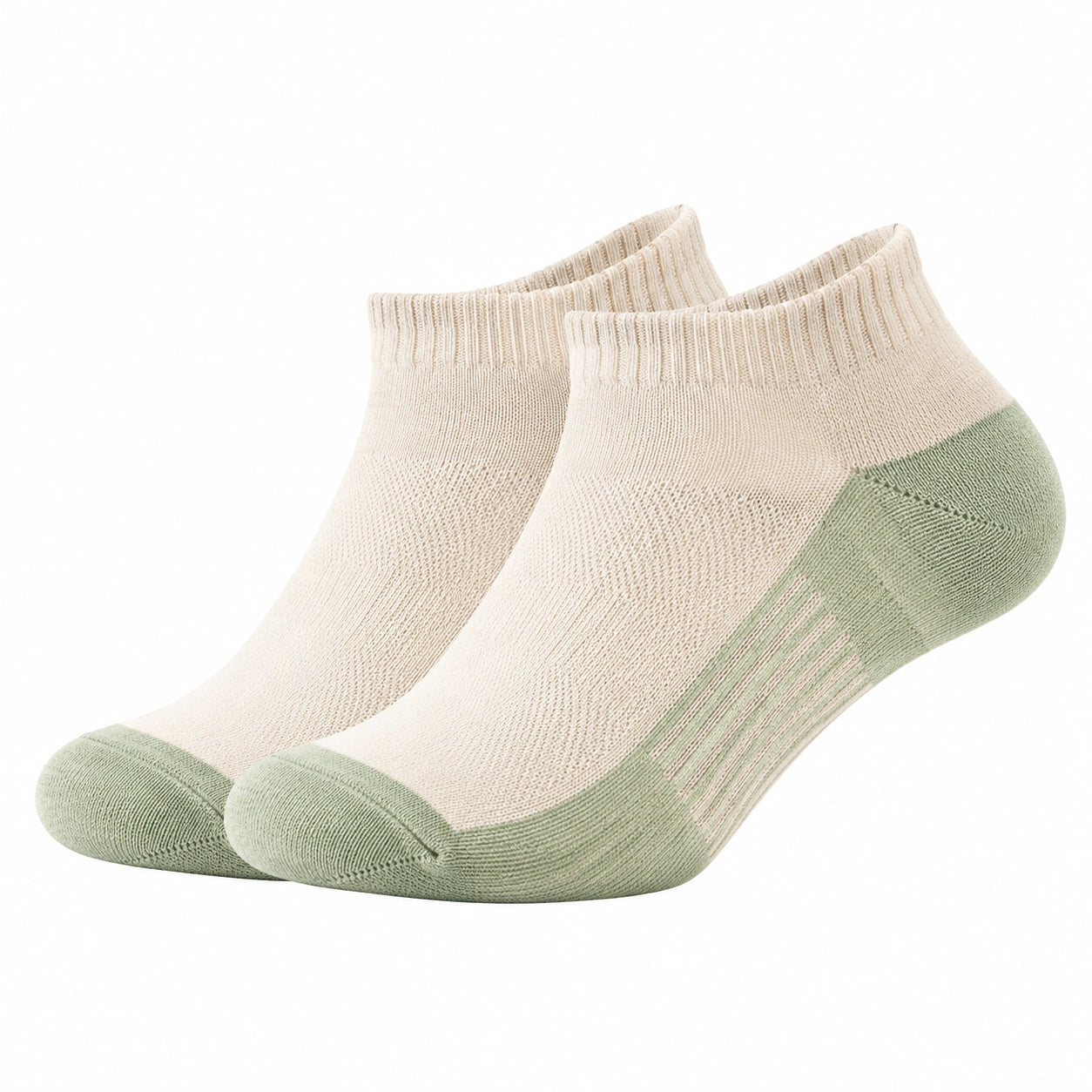 Chaussettes courtes confortables beige et vert