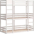 vidaXL Lit superposé Triple Blanc 90x200 cm Bois de pin Massif – lit superposé Triple en Bois, lit Mezzanine