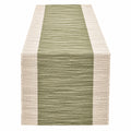 Chemin de table rayé vert olive et beige 150x40