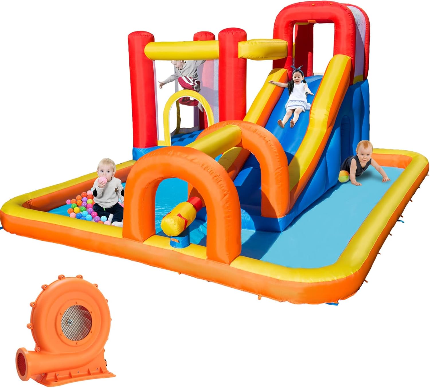 Baralir Château Gonflable avec Ventilateur – 400x320x200 cm, Château Gonflable intérieur/extérieur pour Enfants de 3 à 10 Ans