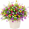 Arrangement floral artificiel en pot multicolore avec fleurs mixtes