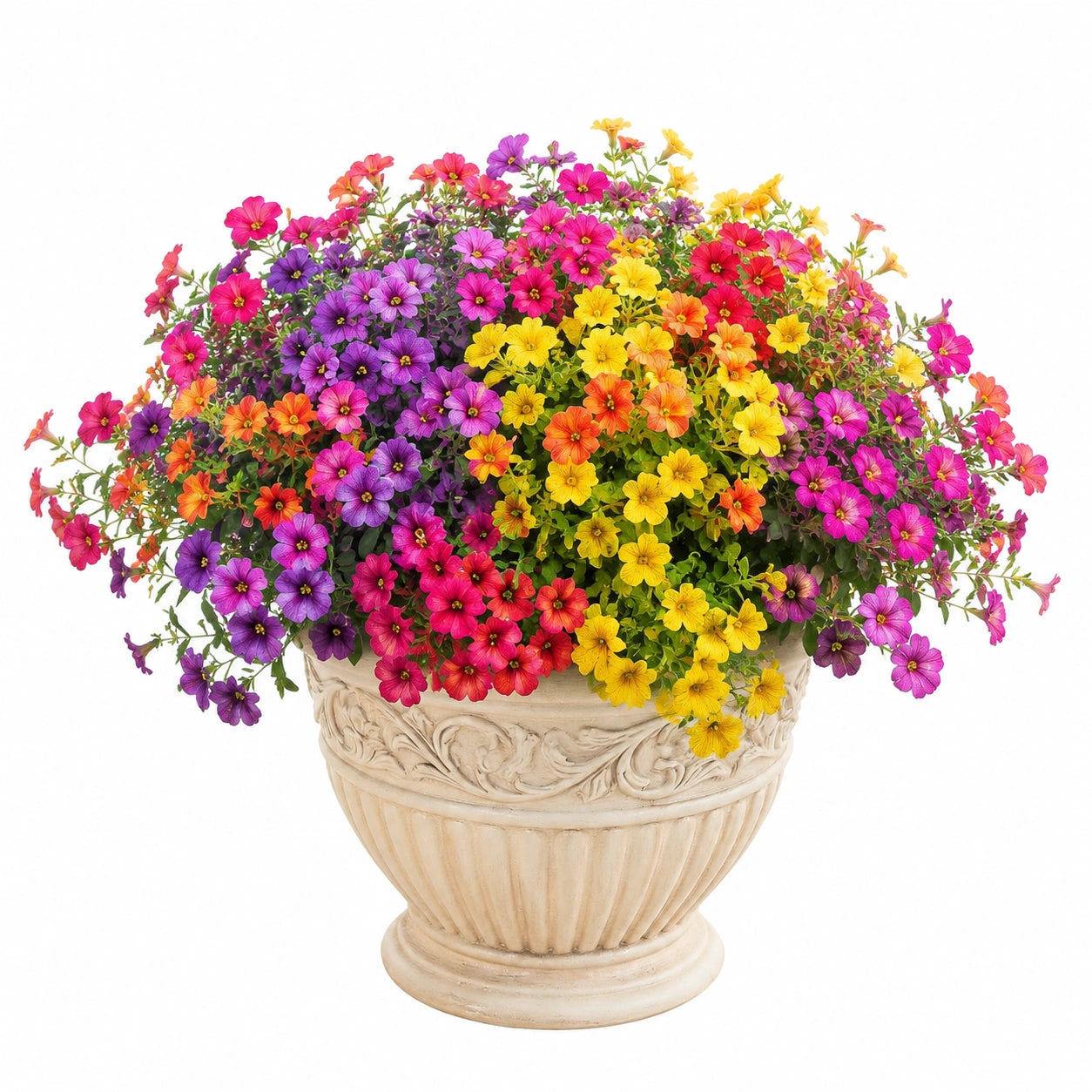 Arrangement floral artificiel multicolore en pot décoratif