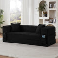 PUGSDRLY Canapé d'angle Convertible 3 Places Compressé 200x76x60cm – 2 Coussins, Canapé Lit Modulable Ergonomique avec Poches Latérales
