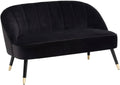 Atmosphera - Banquette 2 Places Naova - pin et Velours - Noir – Canapés et divans, ATMOSPHERA CREATEUR D'INTERIEUR