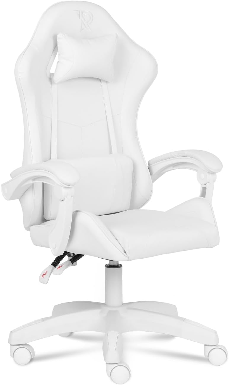 Apollo Chaise Gaming Ergonomique Similicuir Noir avec Dossier Réglable 90-135° – Chaises de Gamer, Ranqer, Pivotement 360°