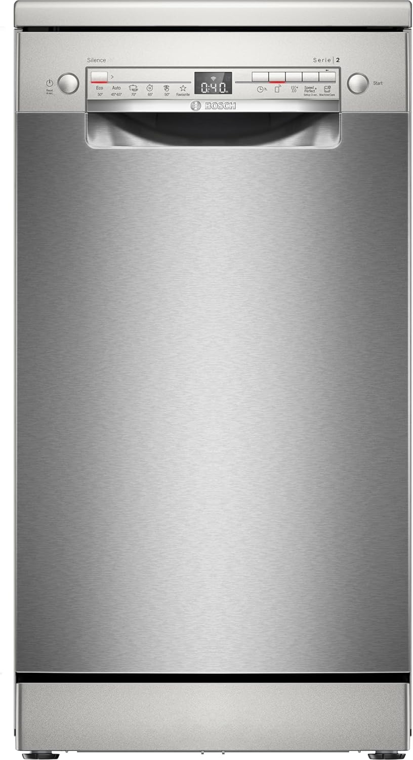 45 cm – Série 2 – Lave-vaisselles standards, Bosch, SPS2HKI55E, Acier brossé anti-traces, Lave-vaisselle pose-libre
