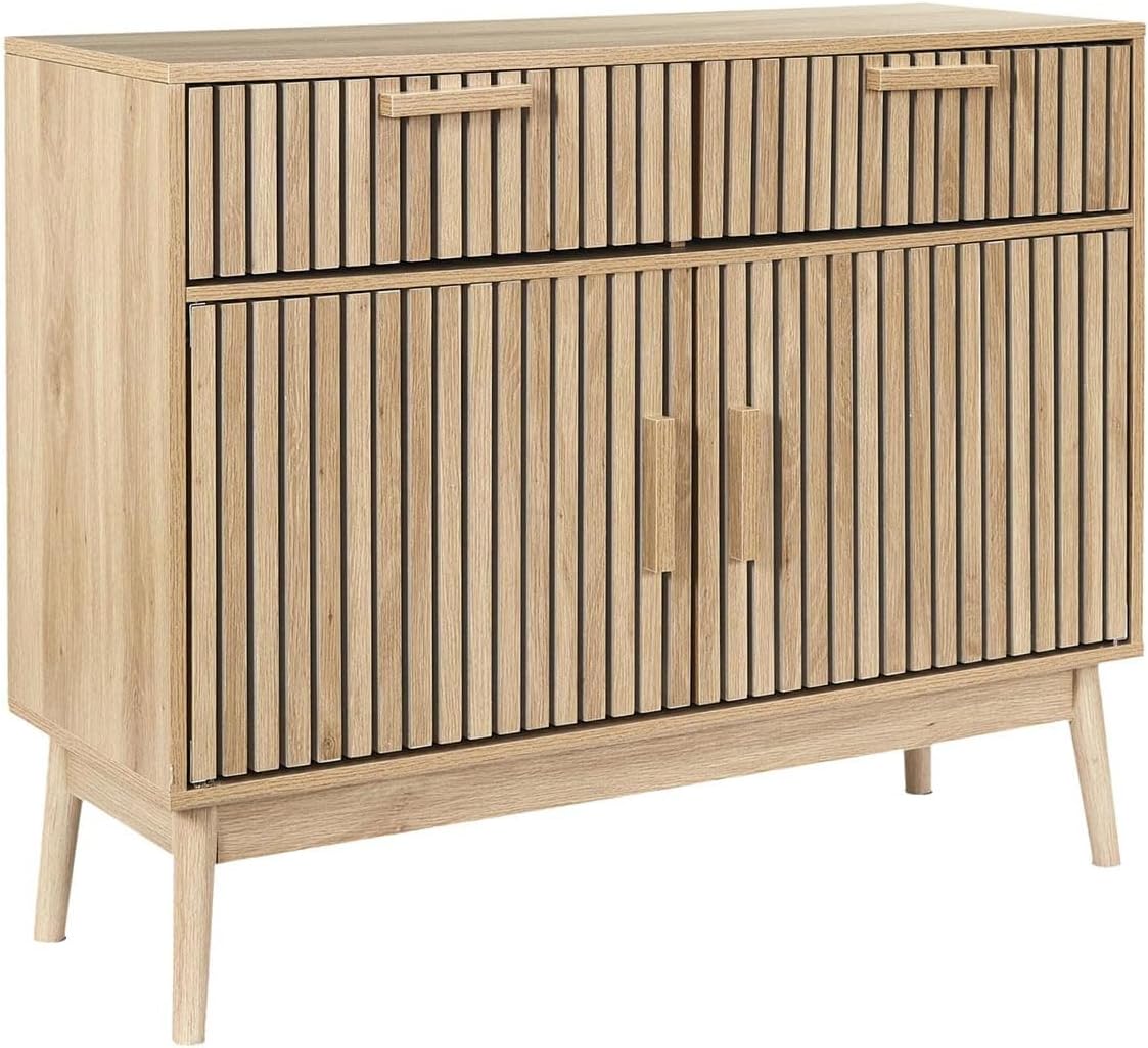 AltoBuy PAJAN - Buffet 2 Portes Effet Bois avec Tasseaux – Buffet 2 Portes Effet Bois avec Tasseaux de la gamme Pajan