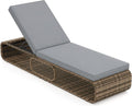 COSTWAY Chaise Longue Jardin Exterieur en Rotin PE avec Coussin – Bain de Soleil Inclinable à 7 Positions, 185×65×86cm