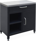 sweeek - Meuble de cuisine extérieure en acier L80cm avec 1 tiroir. 1 porte et 2 étagères de – Rangements sur pied, Noir/Gris