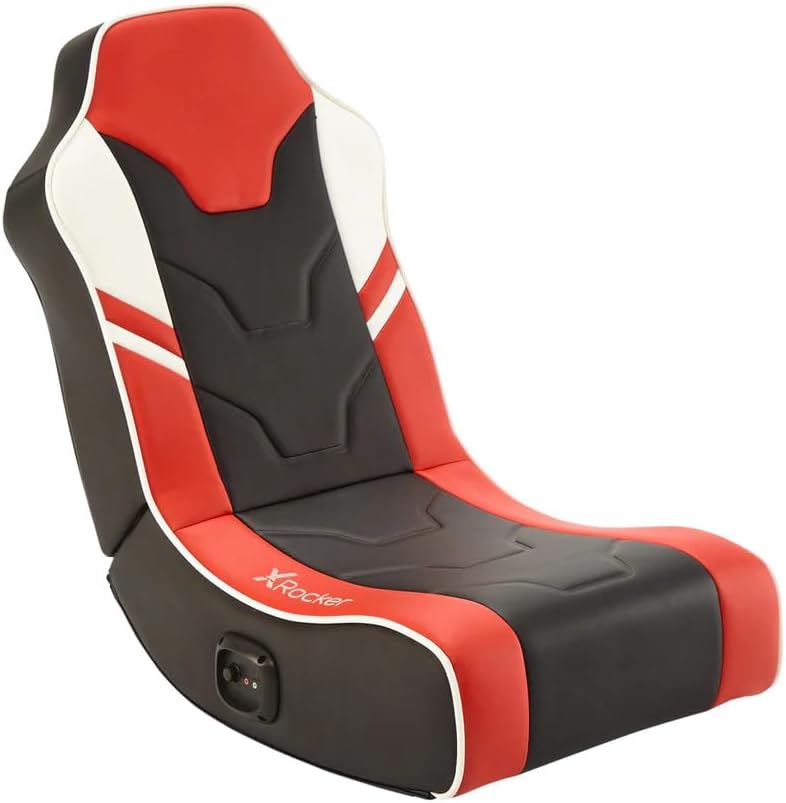 X Rocker Shadow 2.0 chaise gaming enfant rouge, siège à bascule pliable avec 2 haut-parleurs stéréo