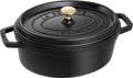Cocotte en Fonte Émaillée avec Couvercle – Cocottes, STAUB, 27 cm, 20 L, 3 kg, 4 personnes, Noir Mat, Ovale