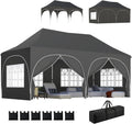 Tonnelles – Outsunny, Tonnelle Pliante 3x6m imperméable Anti-UV, 4 fenêtres église pour Mariage, marché - Gris