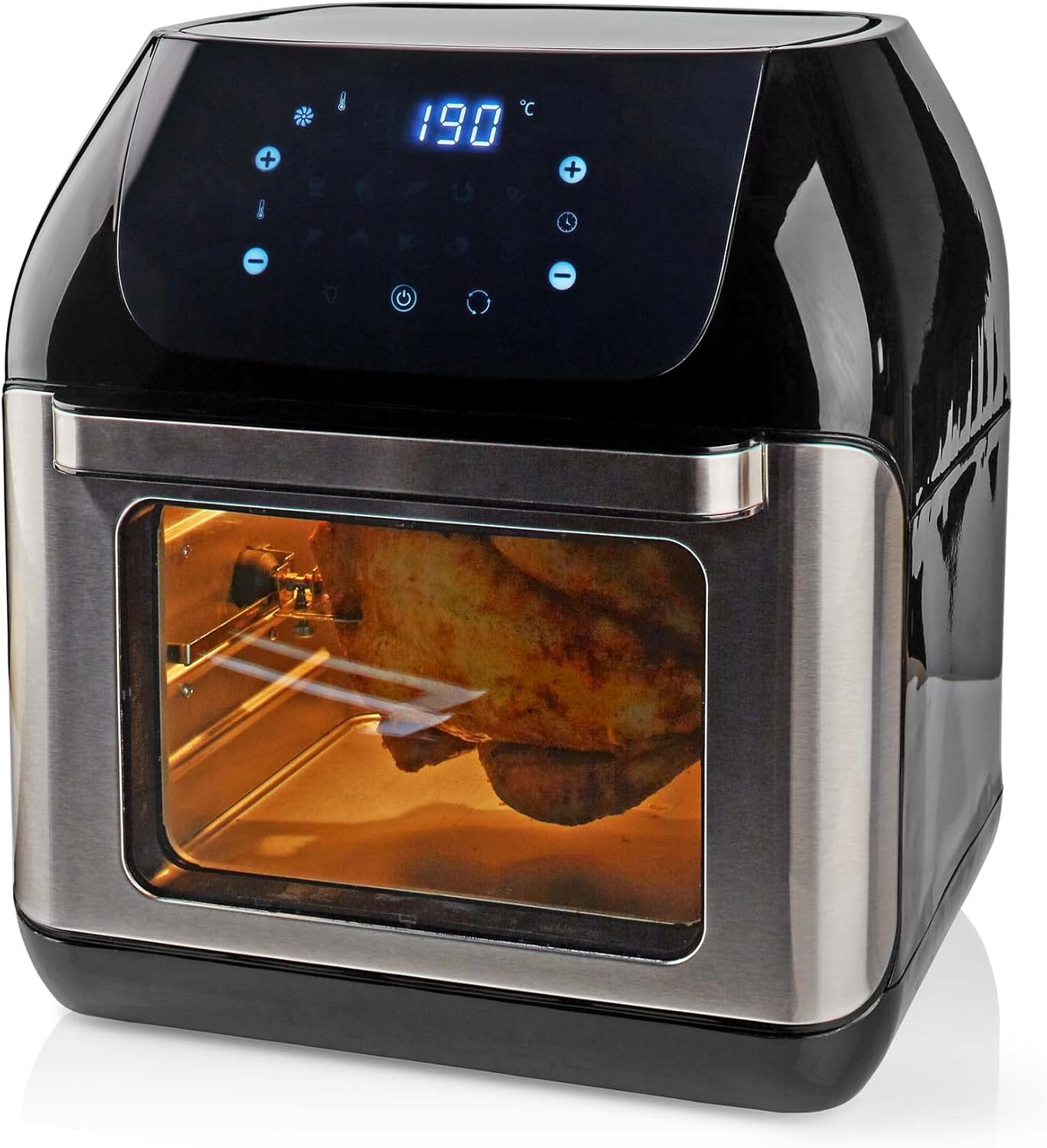 KAAFO300EBK Friteuse à Air 12L – Friteuses à air, NEDIS, Sans Huile, Noir, Multifonction, Écran Tactile, Noir/Argent