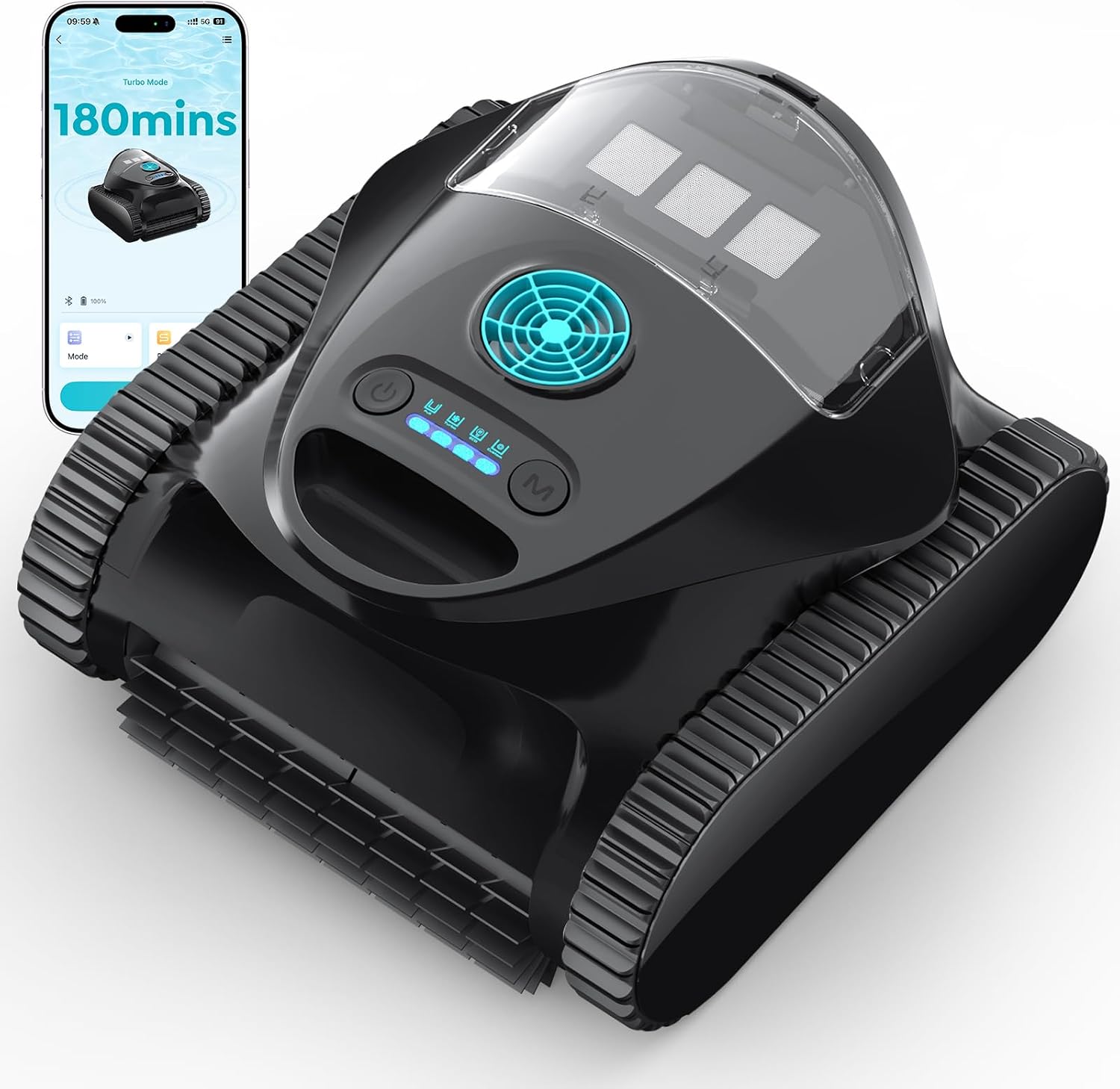 Robot Piscine sans Fil – C1 Robot de Piscine Fond et Parois – Systèmes de nettoyage automatique, BRINBO, 7 Modes Nettoyage
