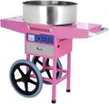 Machine à Barbe à Papa Professionnelle avec Chariot - 0 – 9 kW - Cuve Inox 50 cm - 230V, Rose/Argent