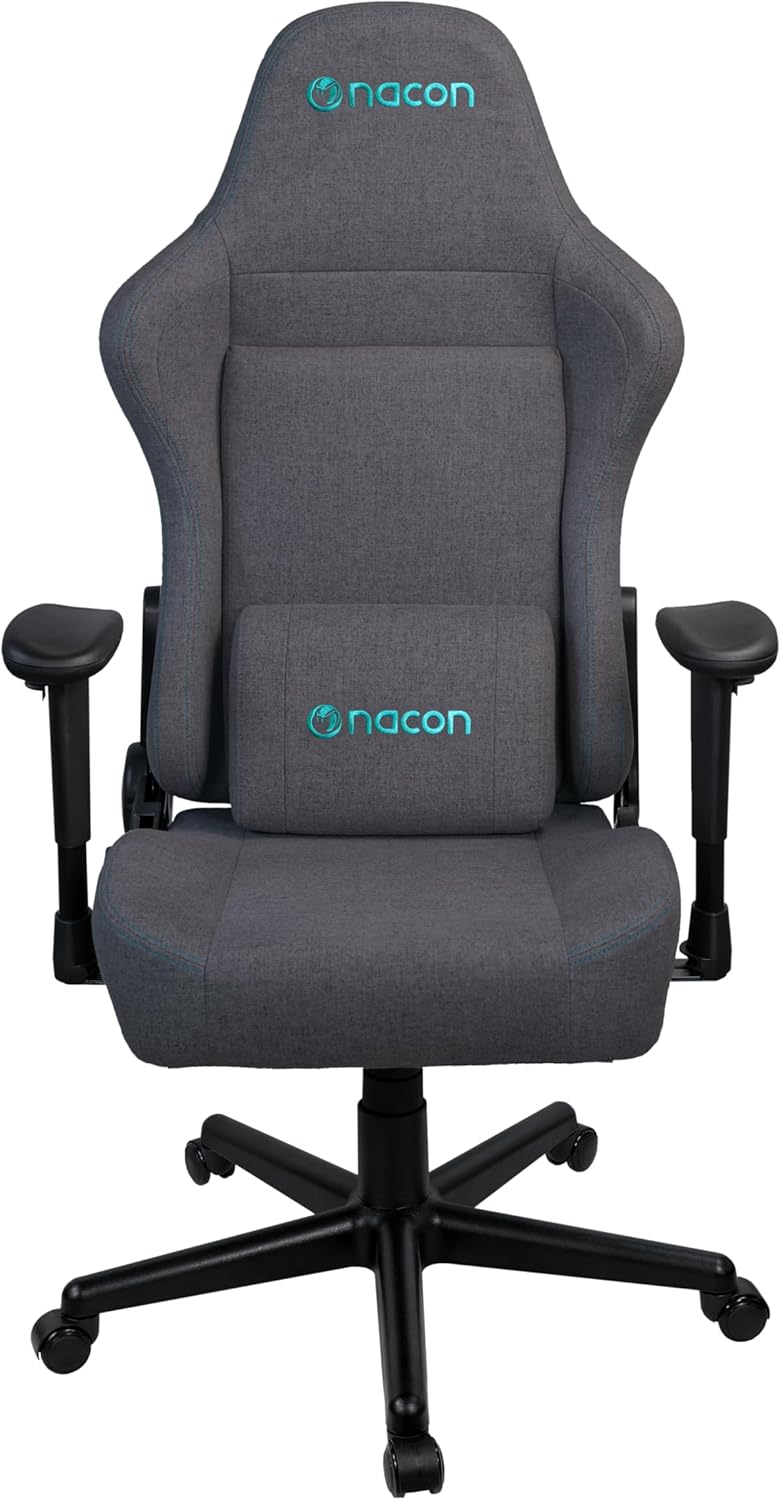 Nacon Chaise de Gaming Ergonomique PCCH-380 avec accoudoirs 2D – Couleur Gris foncé, Coussin Lombaire, inclinable