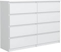 Commodes – MebLocker, Commode 8 Tiroirs 100 cm - Blanc - Design Minimaliste - 100x39x101, 5 cm - Meuble de Rangement Spacieux pour Chambre