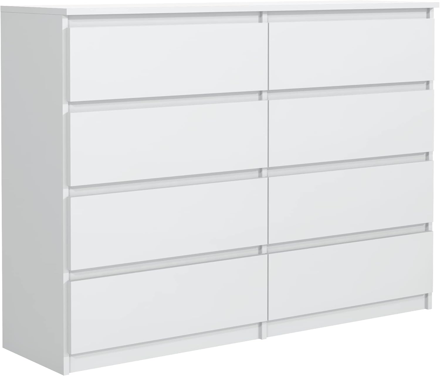 Commodes – MebLocker, Commode 8 Tiroirs 100 cm - Blanc - Design Minimaliste - 100x39x101, 5 cm - Meuble de Rangement Spacieux pour Chambre
