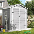 Abri de Jardin en Résine 12mm 184x135x210cm – UDPATIO, 3.9 m3 - Cabane de Jardin Extérieur avec Toit Incliné Anti-Pluie, Gris