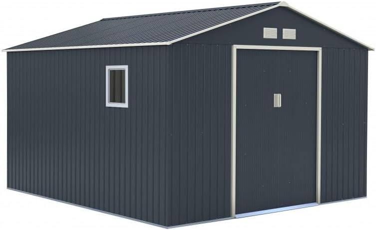 X-METAL Abri de Jardin en Acier Galvanisé 13m2 – Anthracite avec Kit d'ancrage, Abri à Outils Abri de Rangement Extérieur, Hautes Parois 175cm