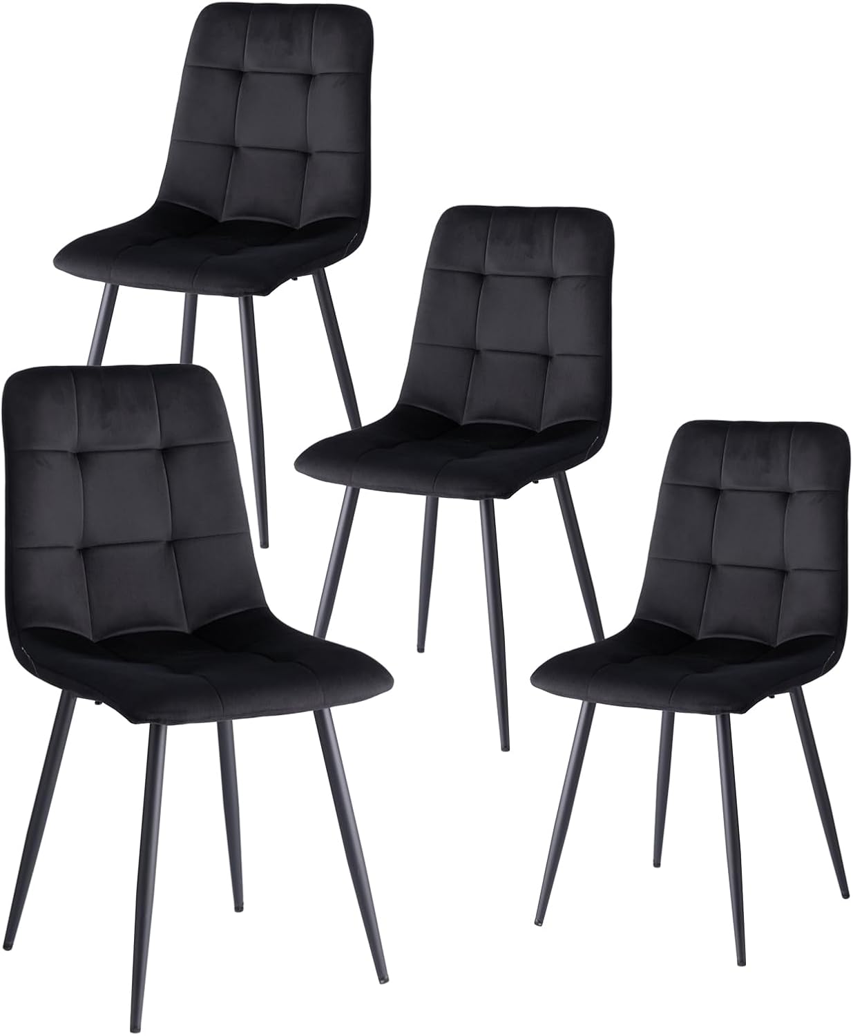 HJhomeheart Lot de 4 Chaises de Salle à Manger Modernes – sans Accoudoirs, avec Pieds en Métal, Confortables