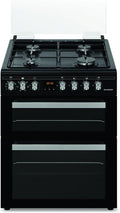 Schneider SCCG64DO-BM - Cuisinière double four 4 feux gaz Black mat – 6 modes de cuisson, gril 2000 W, nettoyage catalyse auto, accessoires inclus