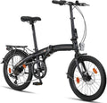 Vélos pliants – Licorne Bike, Phoenix Vélo pliable en aluminium pour homme et femme avec dérailleur à 7 vitesses - Cadre en, Noir