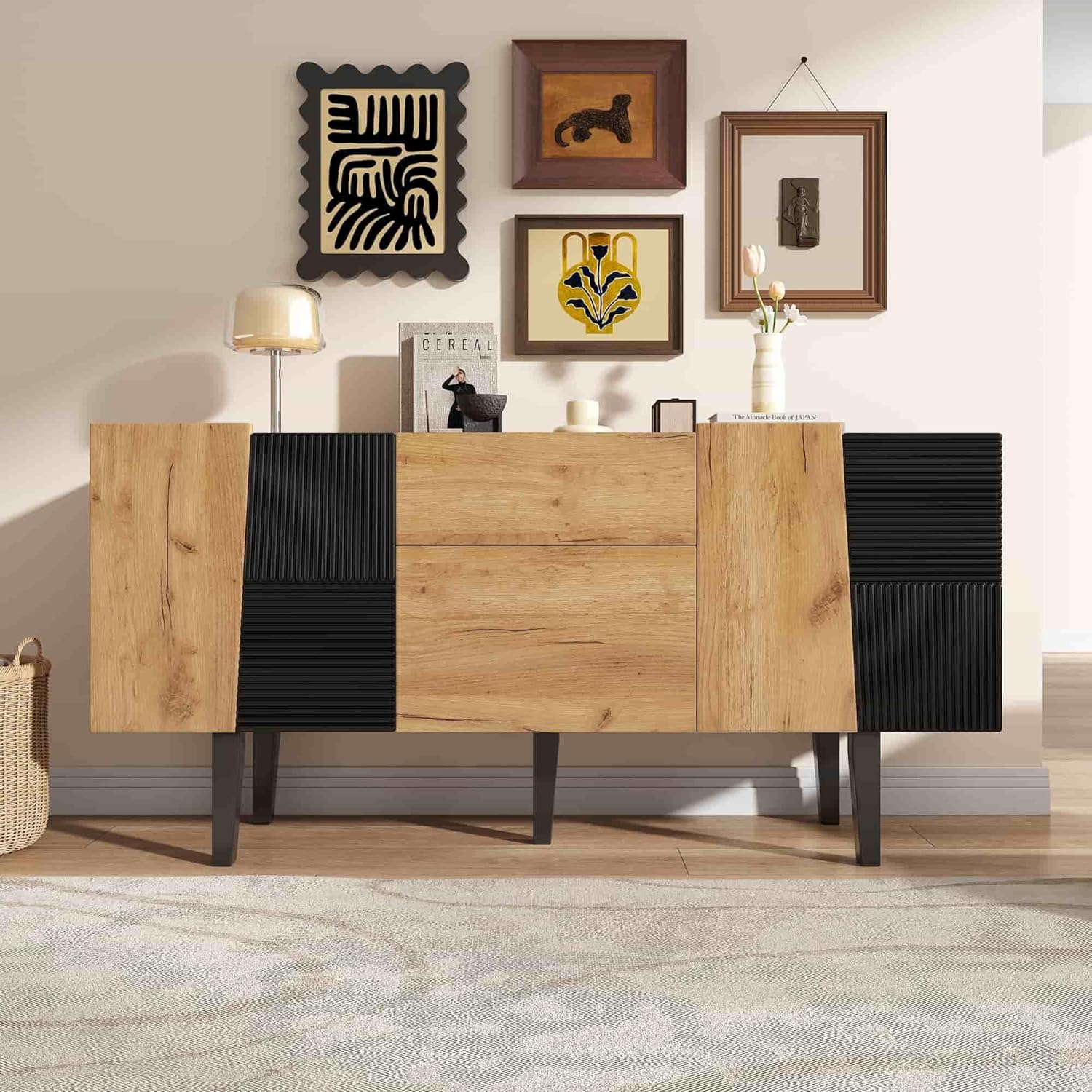 Capacité 80 kg – Meuble de Rangement Moderne avec Tiroirs et Étagères Ajustables – Buffets, crédences et vaisseliers, Sweiko