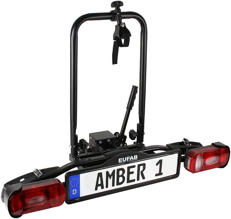 11559 Amber 1 Porte-vélo pour vélo électrique – EUFAB, Pour transporter 1 vélo sur l'attelage de remorque, Noir/Rouge